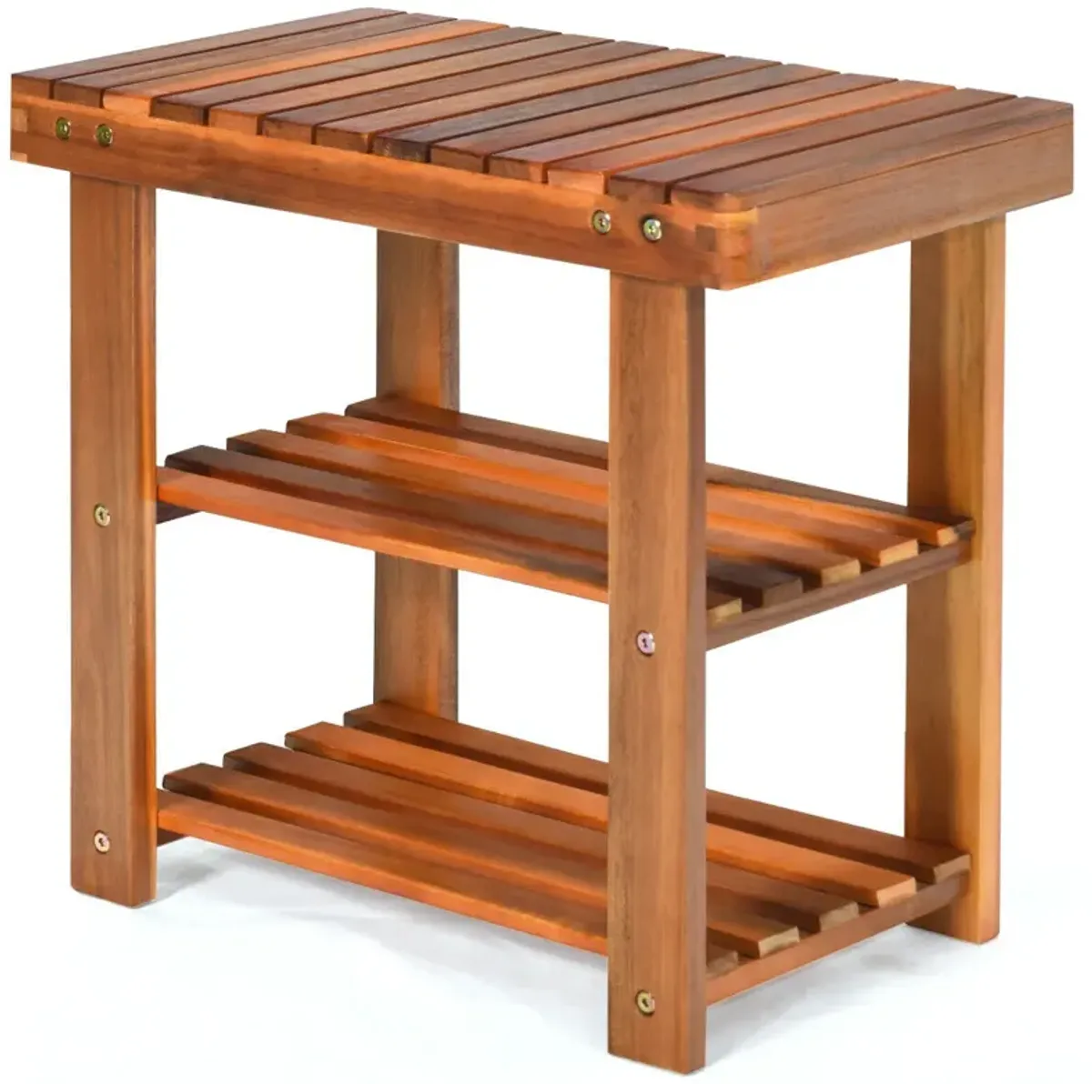 3-Tier Wood Shoe Rack 19' Shoe Bench Boots Organizer