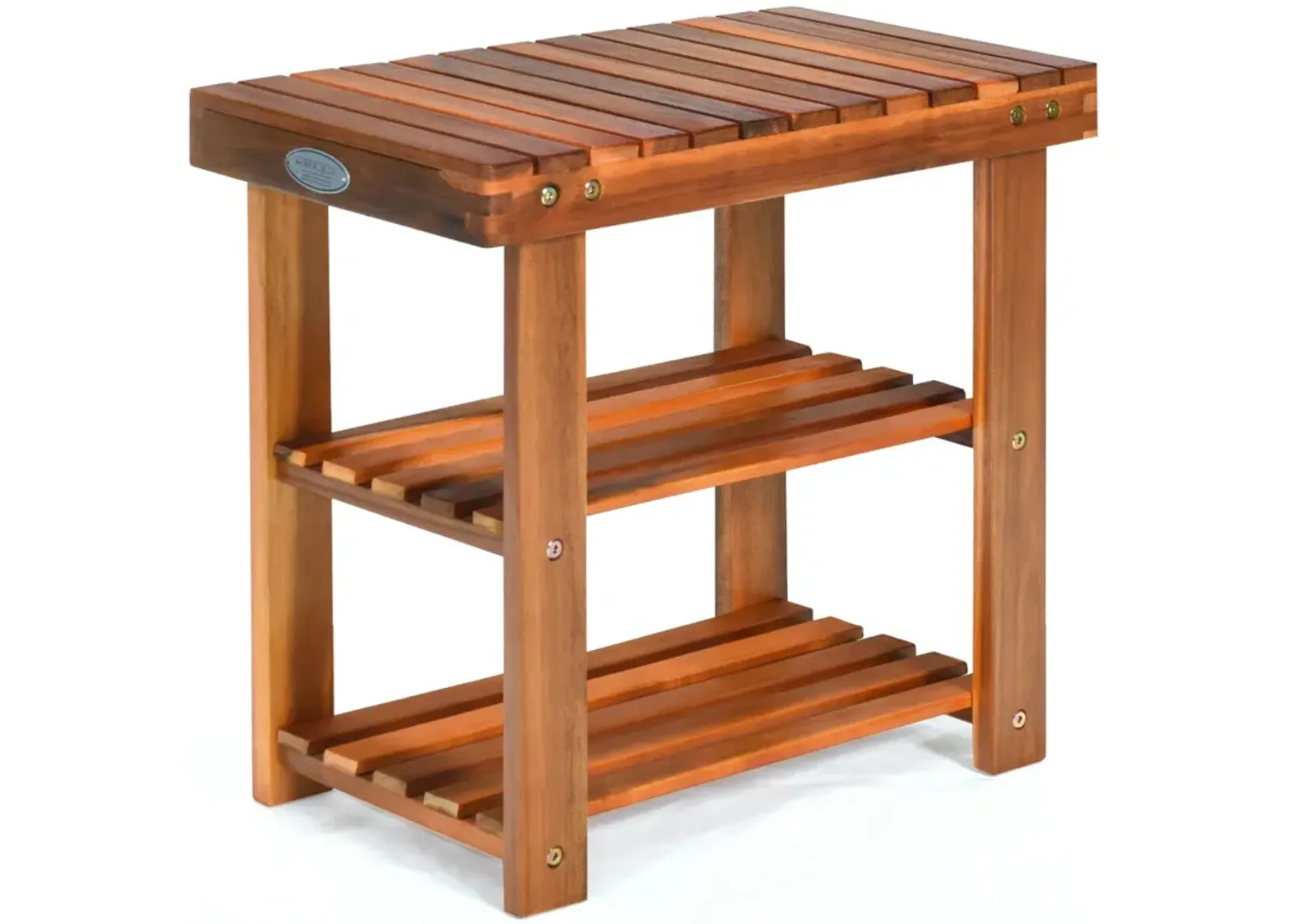 3-Tier Wood Shoe Rack 19' Shoe Bench Boots Organizer