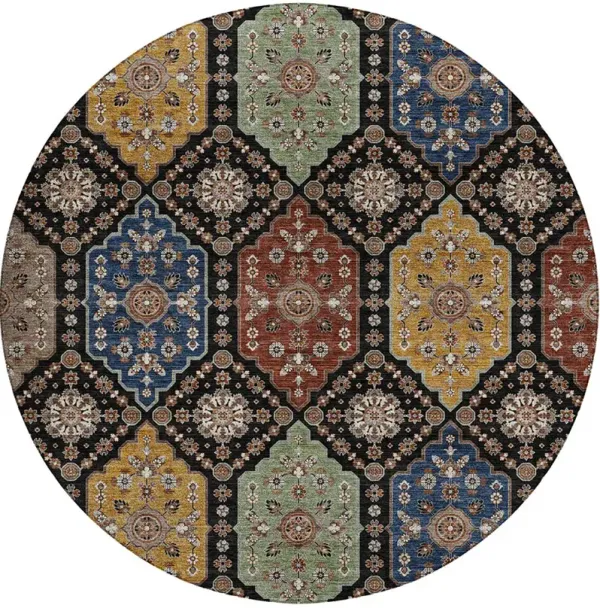 Silk Road SR7 Black 8' Round Rug