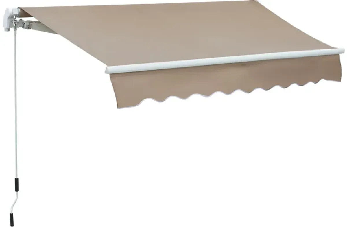 Outsunny 8' x 7' Patio Retractable Awning, Manual Exterior Sun Shade Deck Window Cover, Brown