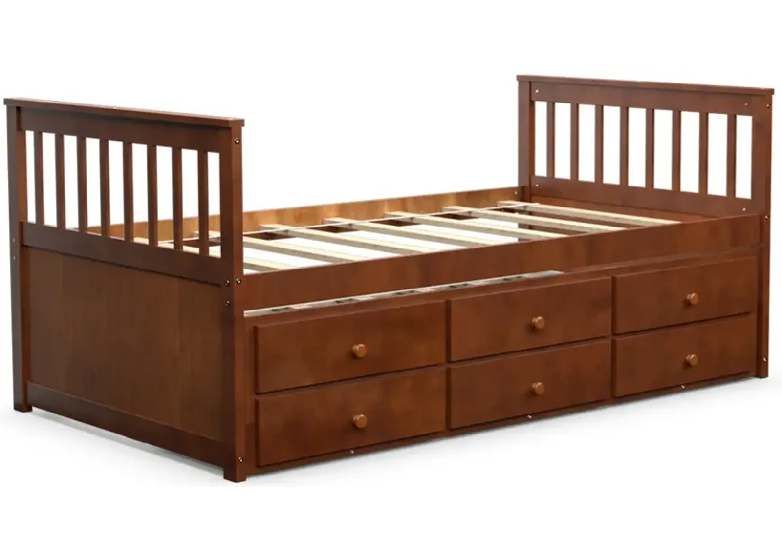 Twin Captain's Bed with Trundle and 3 Storage Drawers