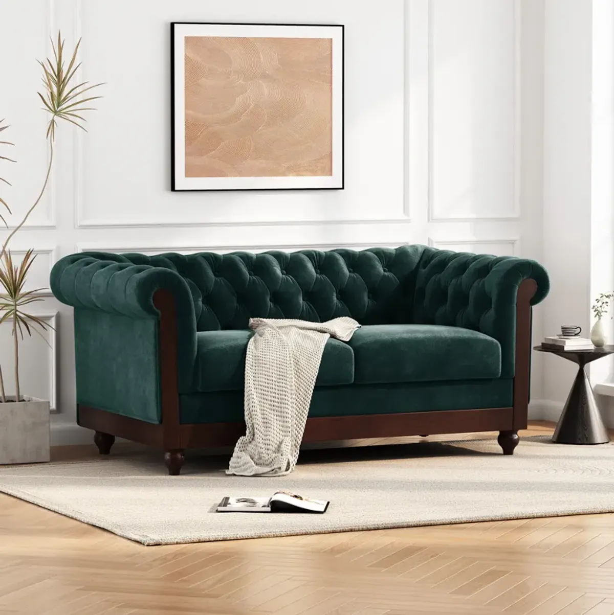 Merax Chesterfield Velvet Loveseat Sofa