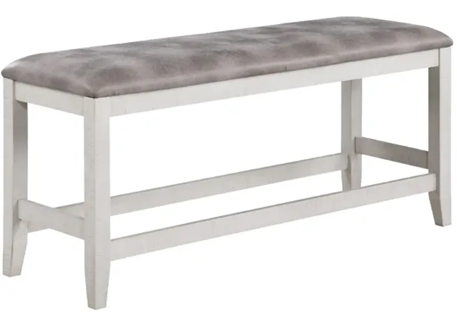 Jay 54 Inch Fabric Upholstered Counter Height Bench, White-Benzara