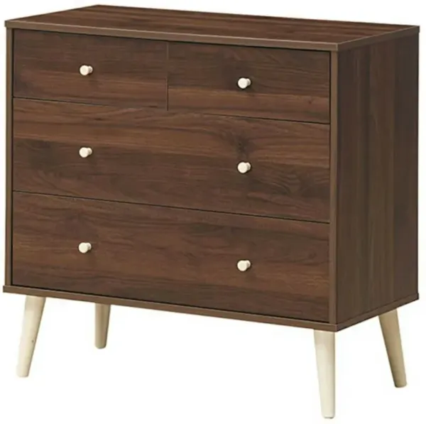 4-Drawer Dresser Cabinet Storage Organizer Rubber Leg with Rail