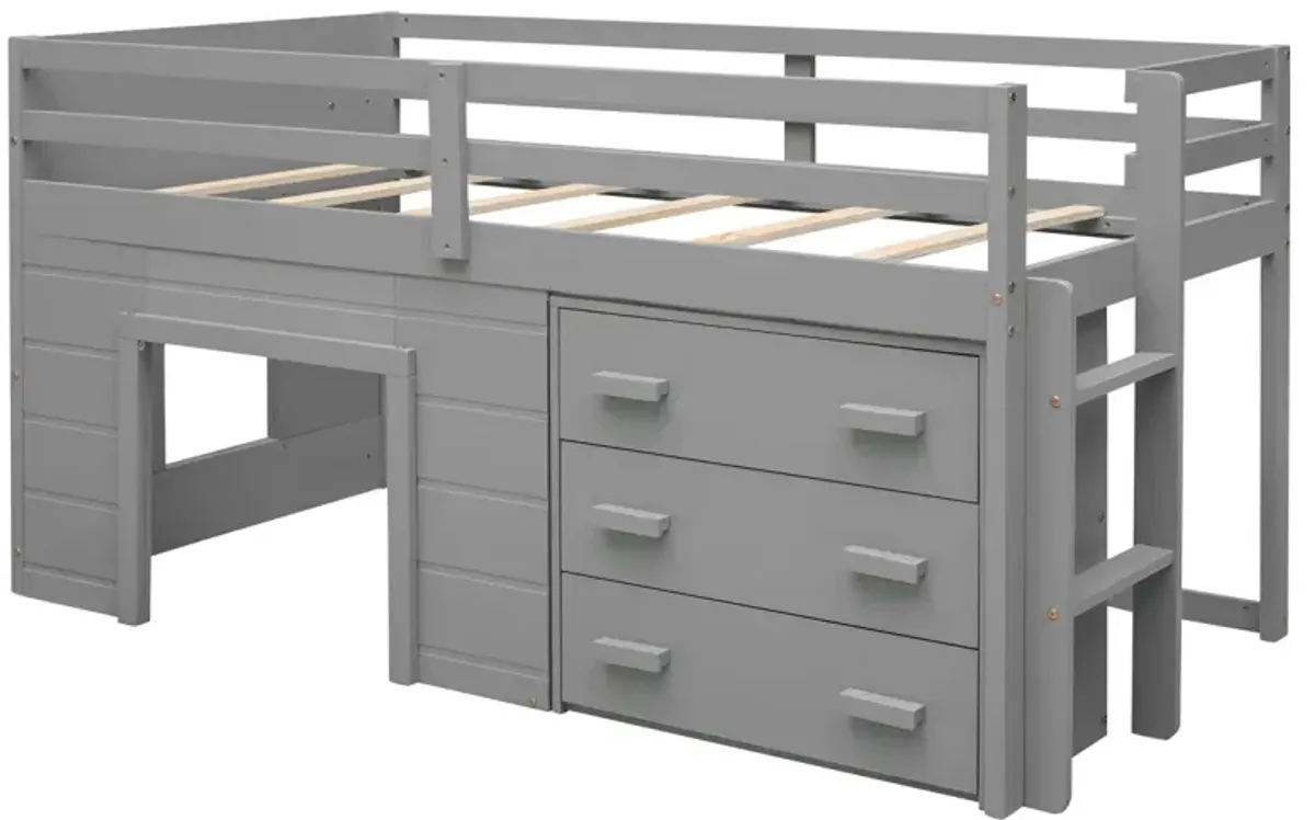 Twin Size Loft Bed With Cabinet And Shelf