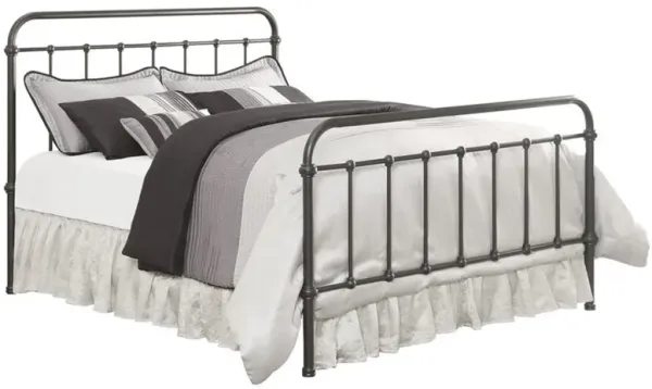 Metallic Eastern King Size Bed, Dark Bronze - Benzara