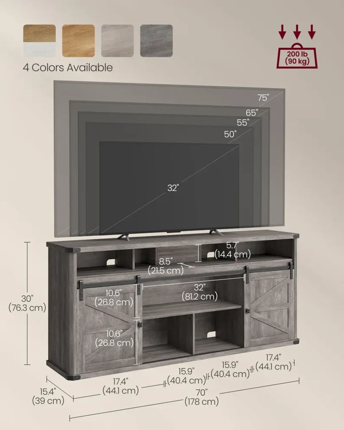 30" High TV Stand for TVs up to 75 Inches