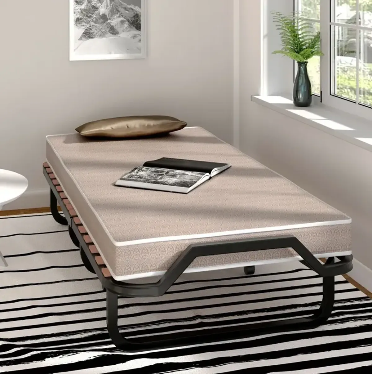 Hivvago Rollaway Bed with Casters Wheels and Folding Memory Foam Mattress