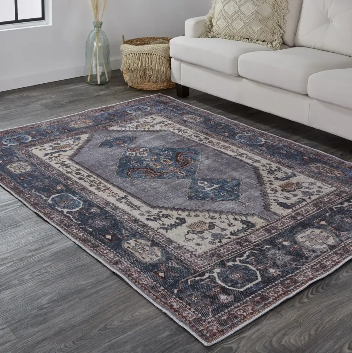 Percy 39AKF Blue/Brown/Ivory 7'10" x 9'10" Rug