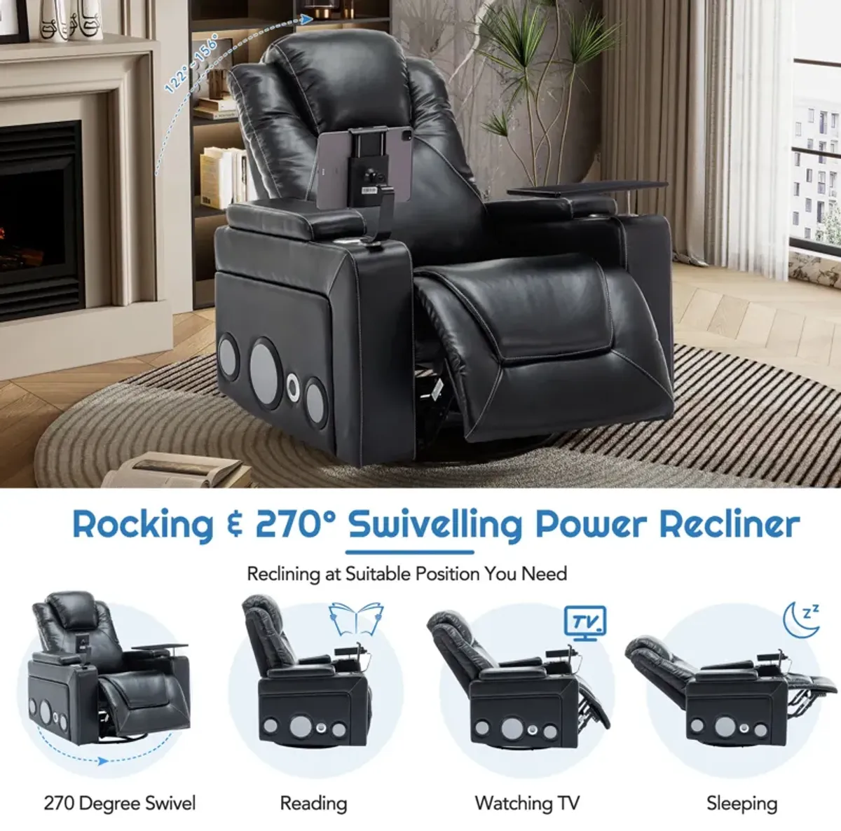 Merax Swivel PU Leather Power Recliner