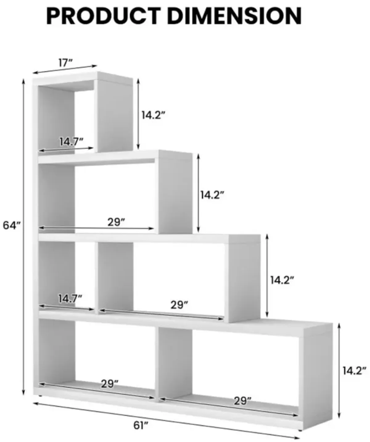 Hivvago 6 Cubes Ladder Shelf Corner Bookshelf Storage Bookcase