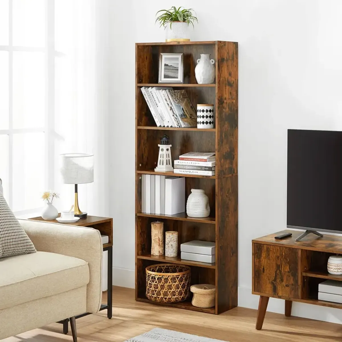 Elegant Open Bookcase with Flexible Storage Solutions