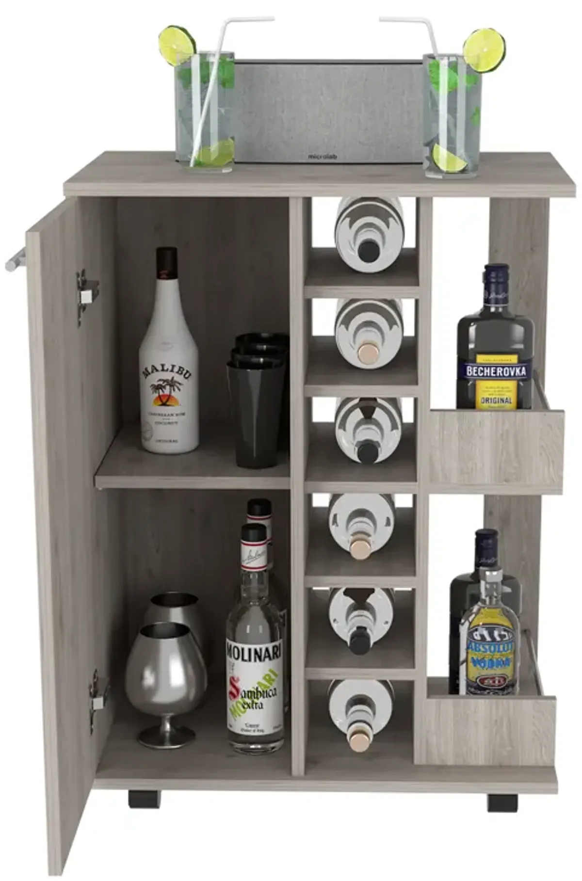 Bar Cart Wells, Living Room, Light Gray