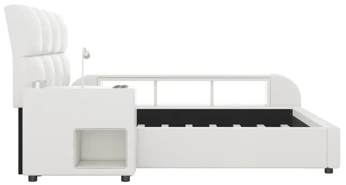 Merax Platform Bed with Multimedia Nightstand