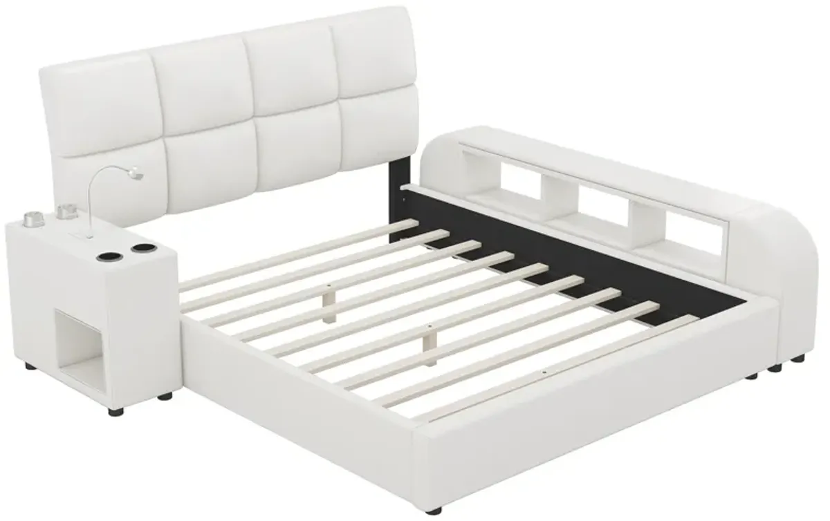 Merax Platform Bed with Multimedia Nightstand