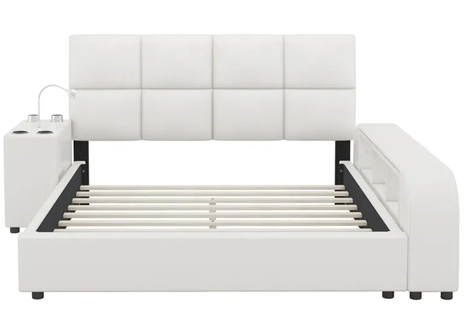 Merax Platform Bed with Multimedia Nightstand