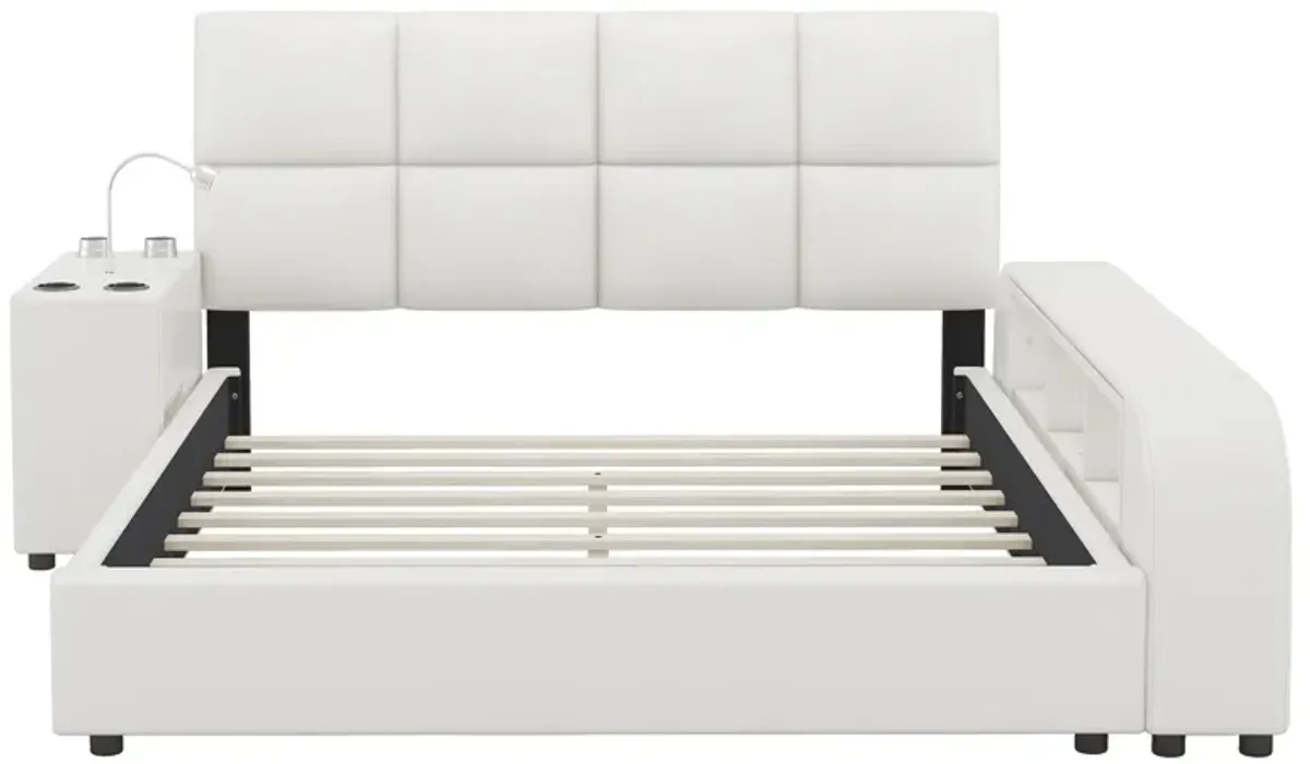 Merax Platform Bed with Multimedia Nightstand