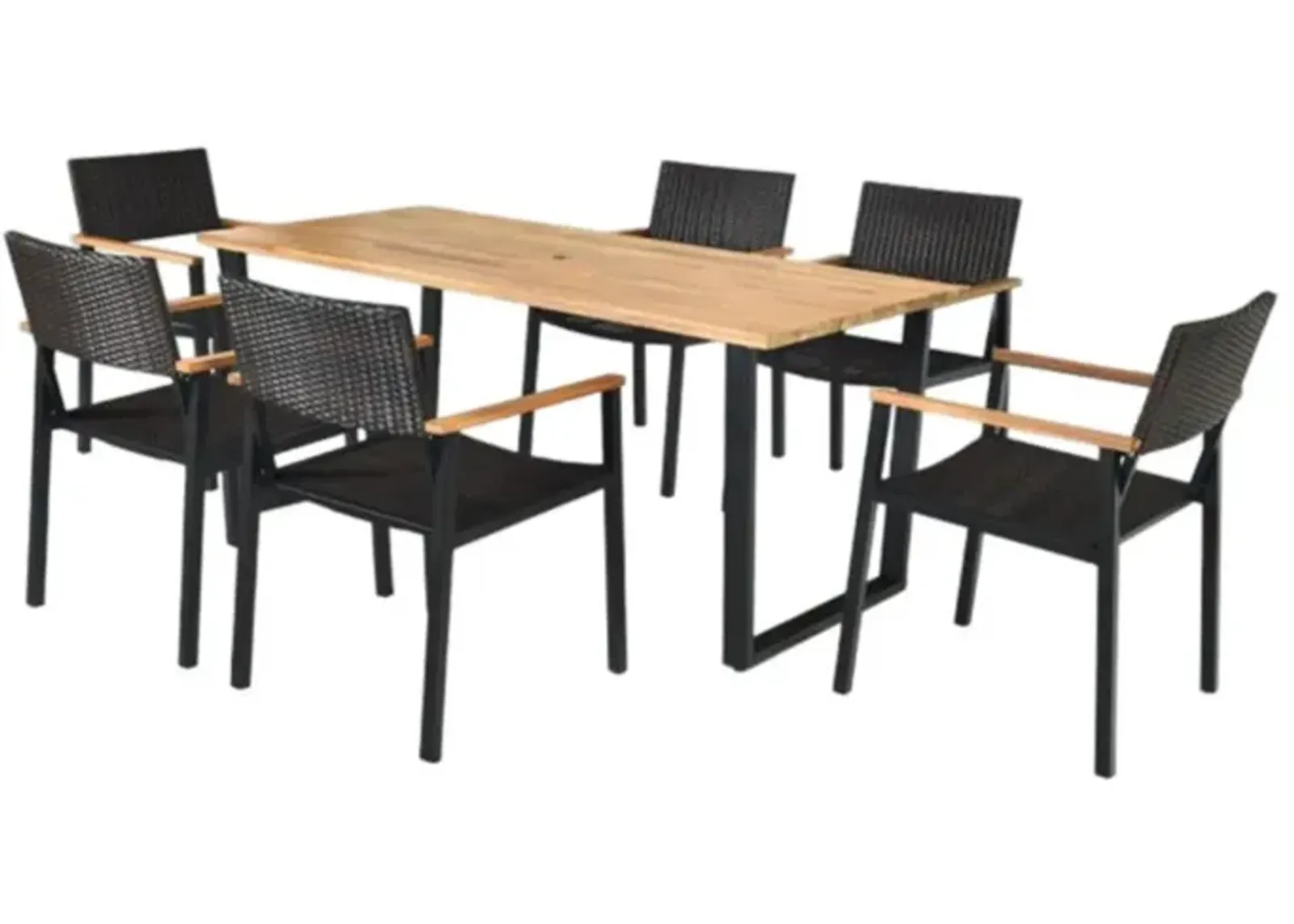 Hivvago Patented 7 Pieces Outdoor Dining Set with Large Acacia Wood Table Top