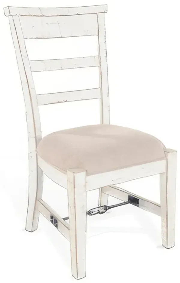 Rena Dining Armchair Set of 2, Metal Turnbuckle, White Mahogany Wood - Benzara