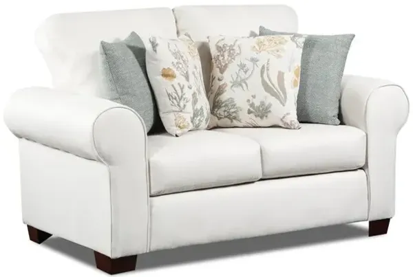 American Furniture Classics Living Room Beaujardin Loveseat with Four Throw Pillows
