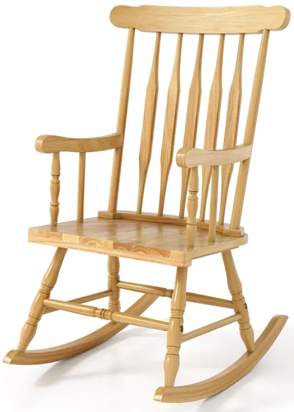 Rocking Chair with Solid Wooden Frame for Garden and Patio, Comfortable Outdoor Seating