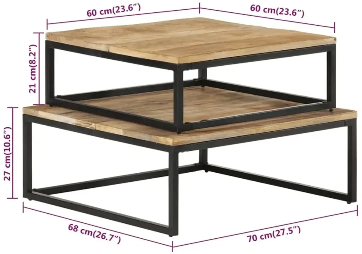 vidaXL Nesting Coffee Tables 2 pcs Solid Mango Wood