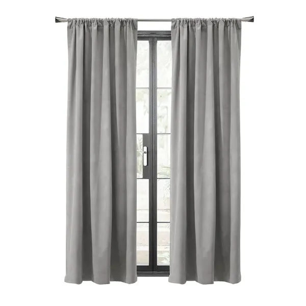 Thermalogic Seren Classic Velvet Room Darkening Dual Header Energy Efficient Curtain Panel Silver