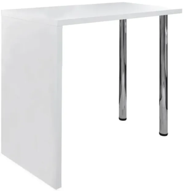 vidaXL Bar Table MDF with 2 Steel Legs High Gloss White