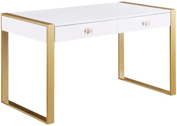 Best Master Furniture Erato White with Gold Legs Computer Desk