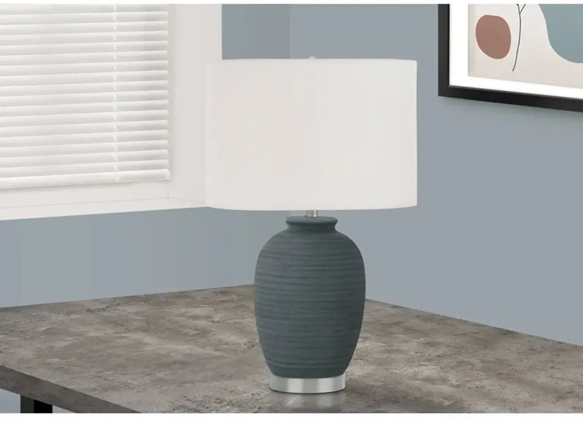 Monarch Specialties I 9622 - Lighting, 24"H, Table Lamp, Blue Ceramic, Ivory / Cream Shade, Contemporary