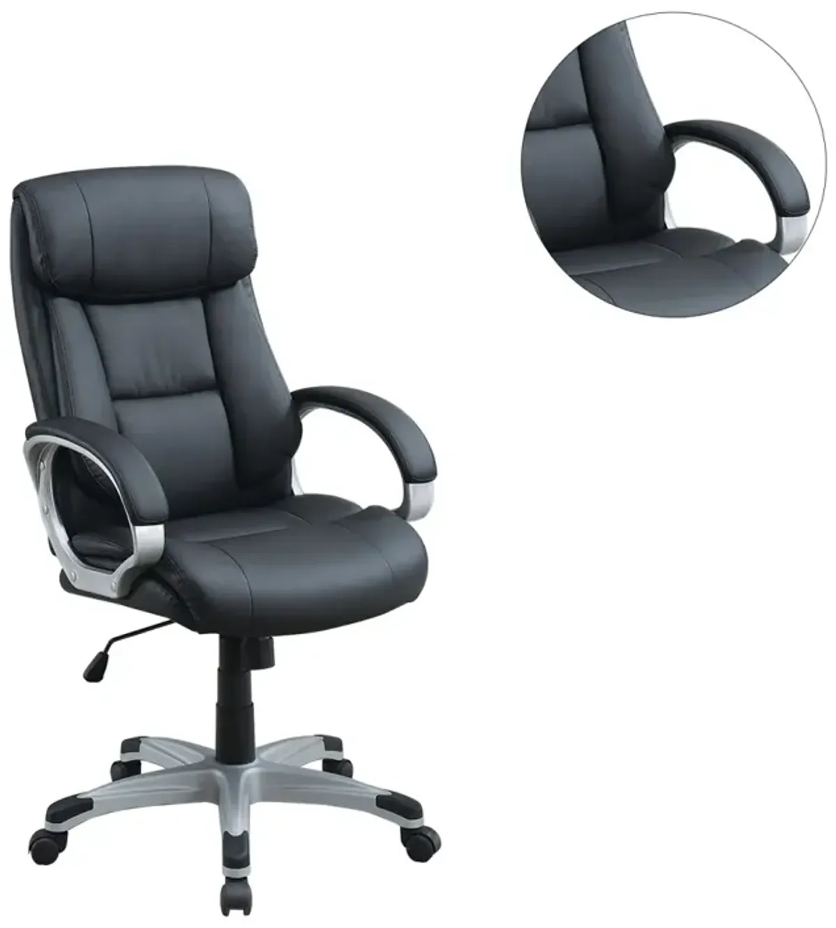 Adjustable Height Office Chair With Padded Armrests, Black