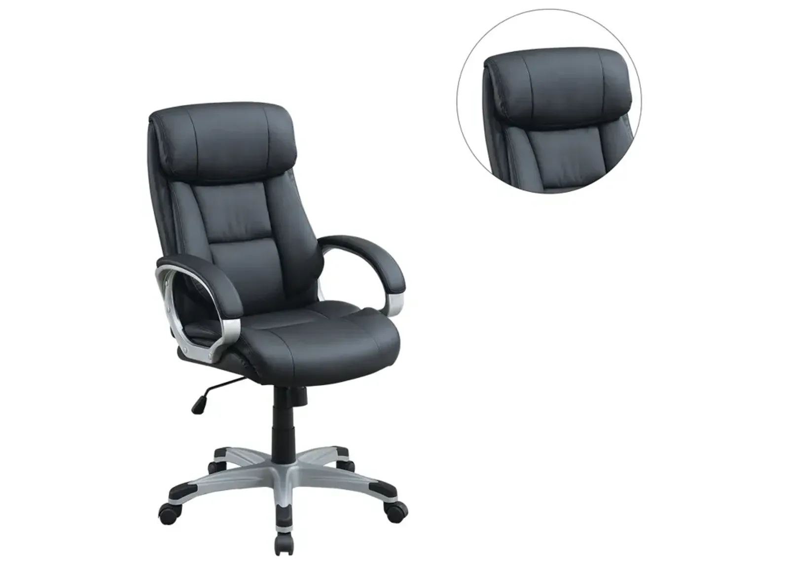 Adjustable Height Office Chair With Padded Armrests, Black