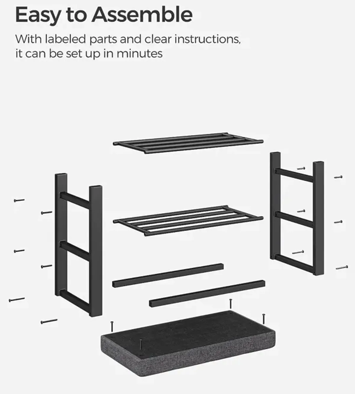 3-Tier Shoe Bench with Foam Padded Seat - Linen Storage Organizer with Metal Frame for Entryway