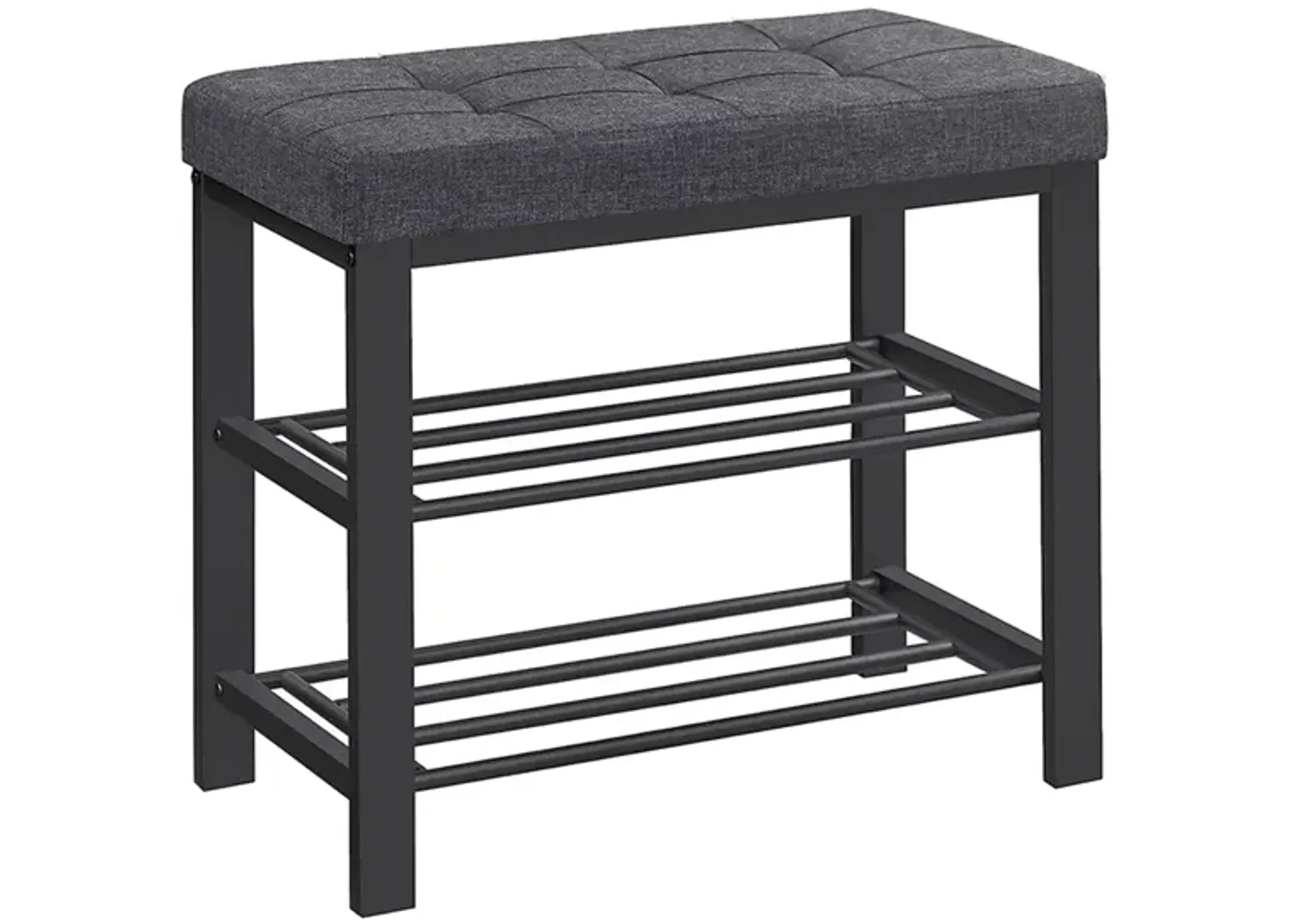 3-Tier Shoe Bench with Foam Padded Seat - Linen Storage Organizer with Metal Frame for Entryway