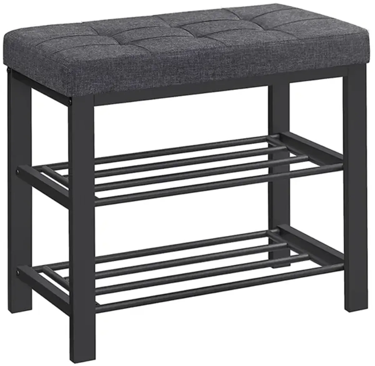 3-Tier Shoe Bench with Foam Padded Seat - Linen Storage Organizer with Metal Frame for Entryway