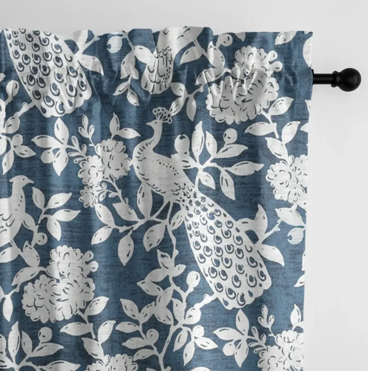 6ix Tailors Fine Linens Lark Navy Pole Top Drapery Panel Pair