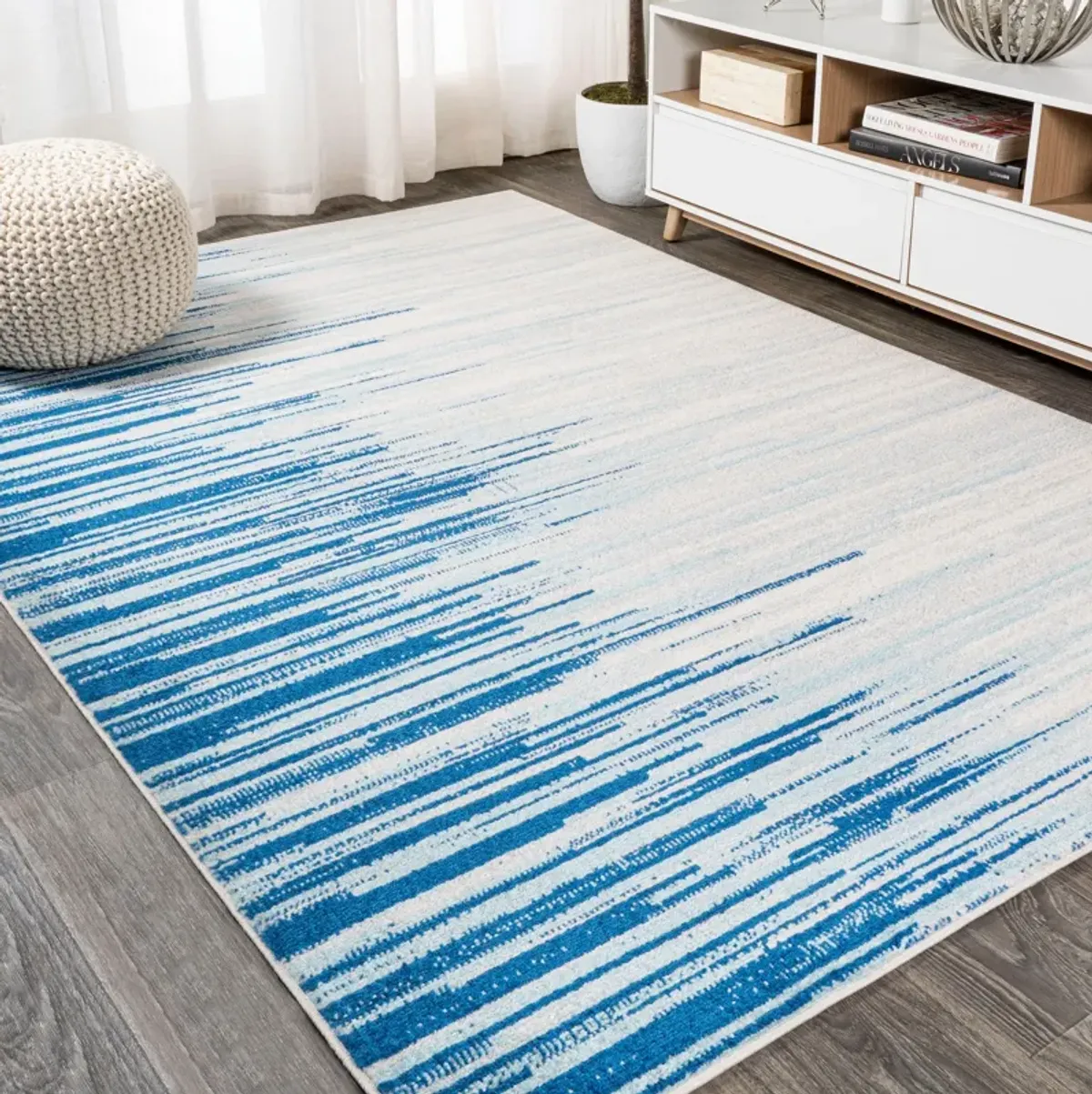 Linear Modern Half Stripe Area Rug