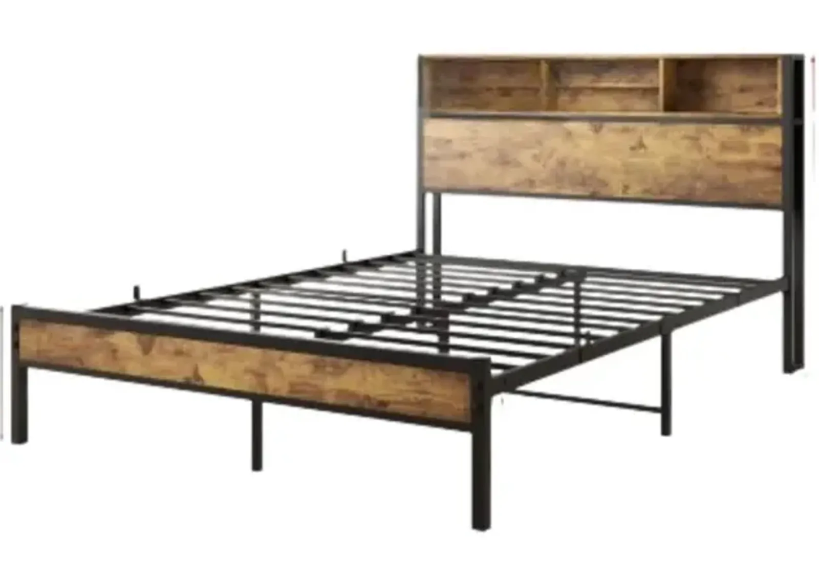 Hivvago FullSized Quick Assembly Heavy Duty Platform Bedframe with Charging Station