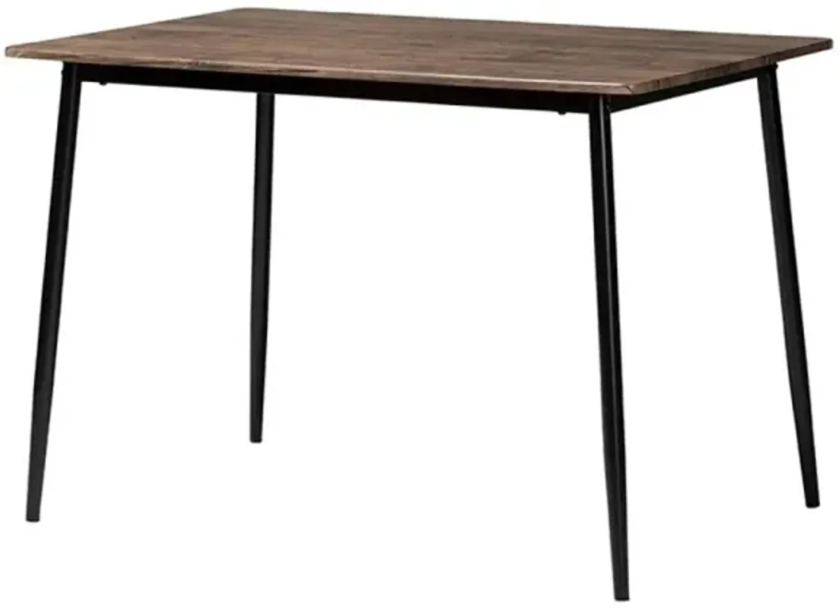 Dalair Industrial Rustic Brown Wood and Metal Dining Table