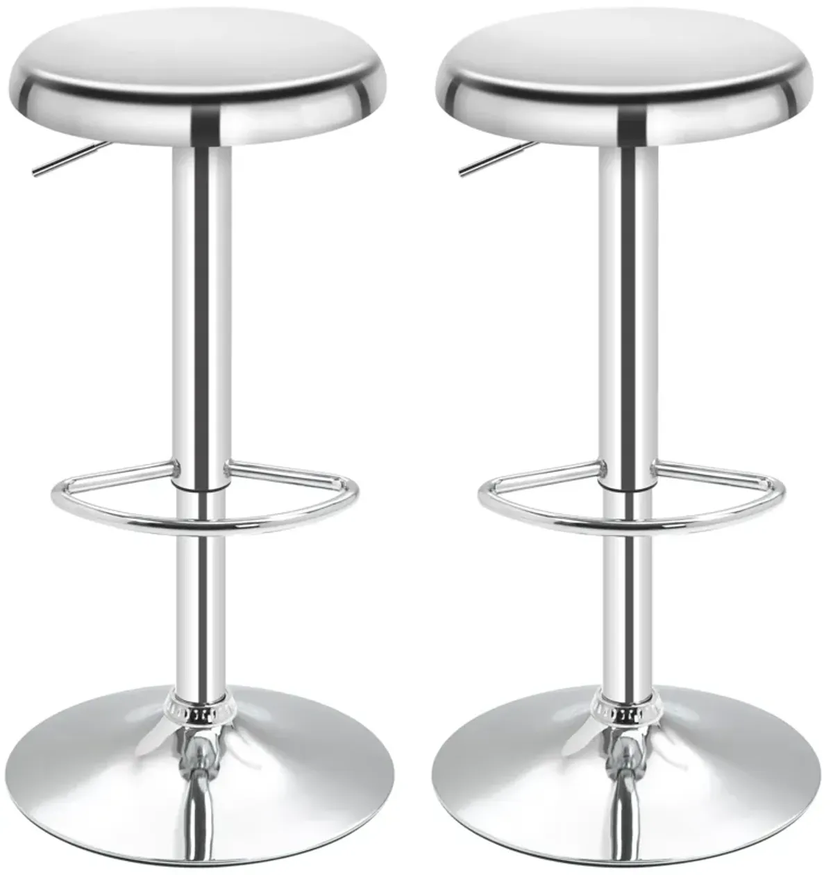 Silver Kitchen Seating: Adjustable Swivel Bar Stools Set of 2