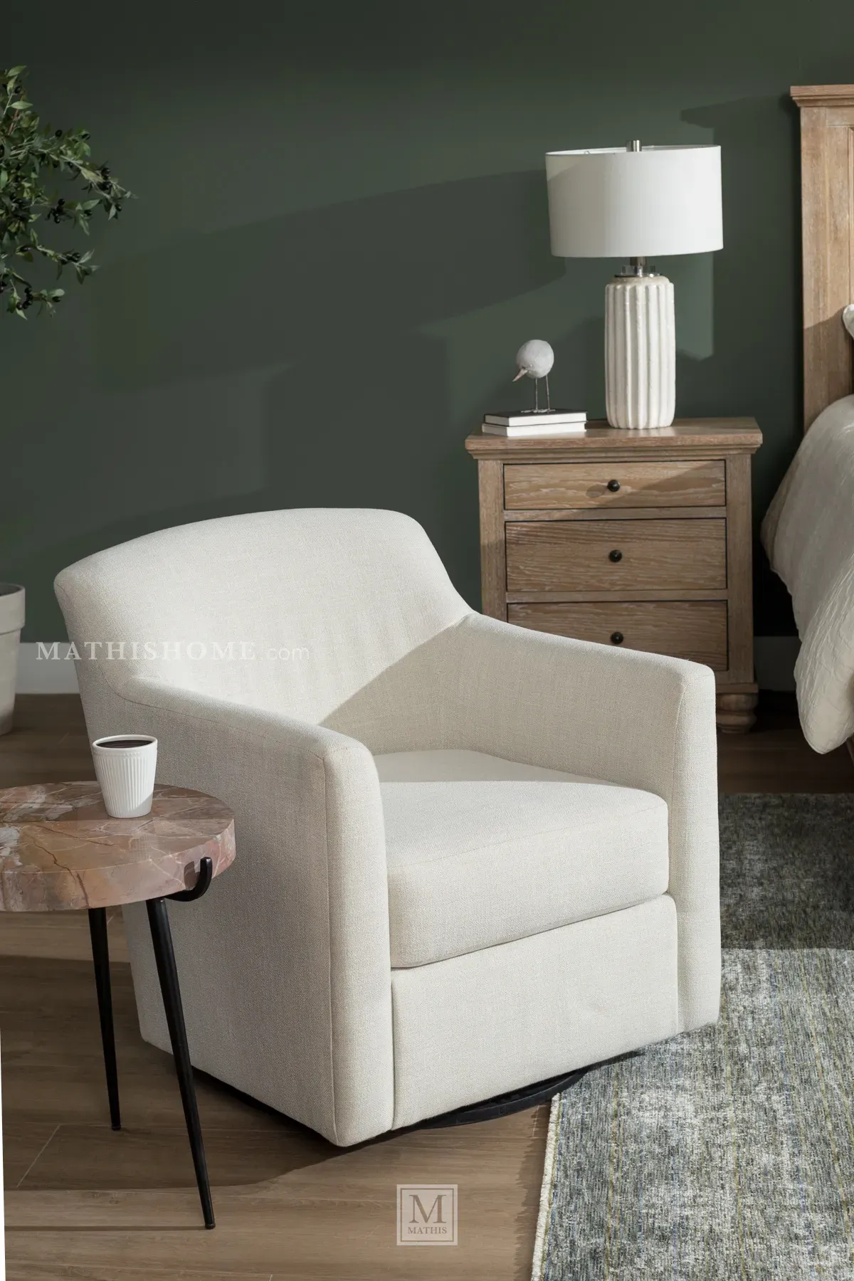 Bradney Swivel Accent Chair in Linen