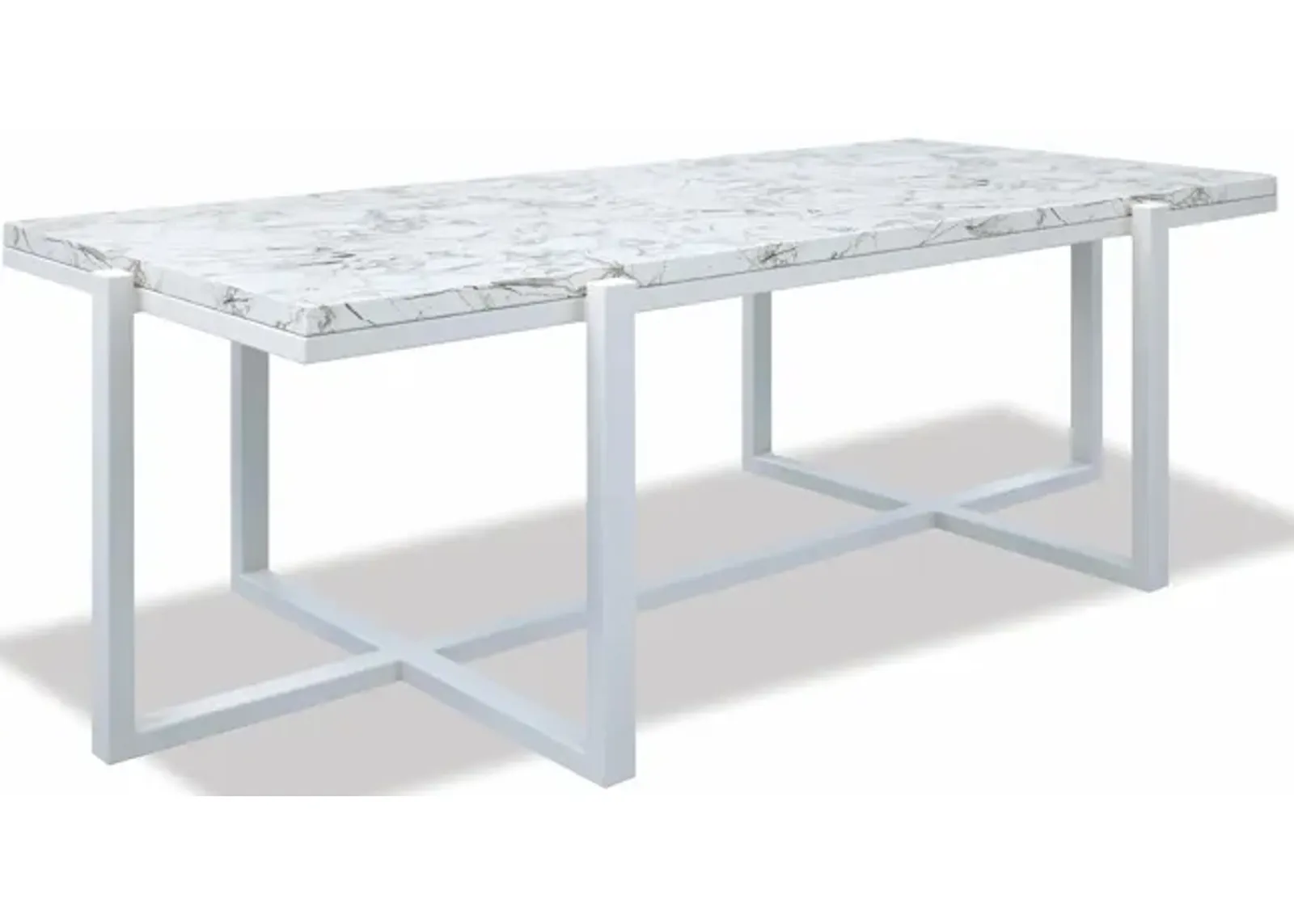 Rectangle Coffee Table, Front Finish with Carrara Marble Top