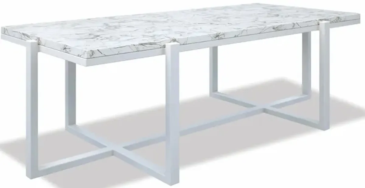 Rectangle Coffee Table, Front Finish with Carrara Marble Top