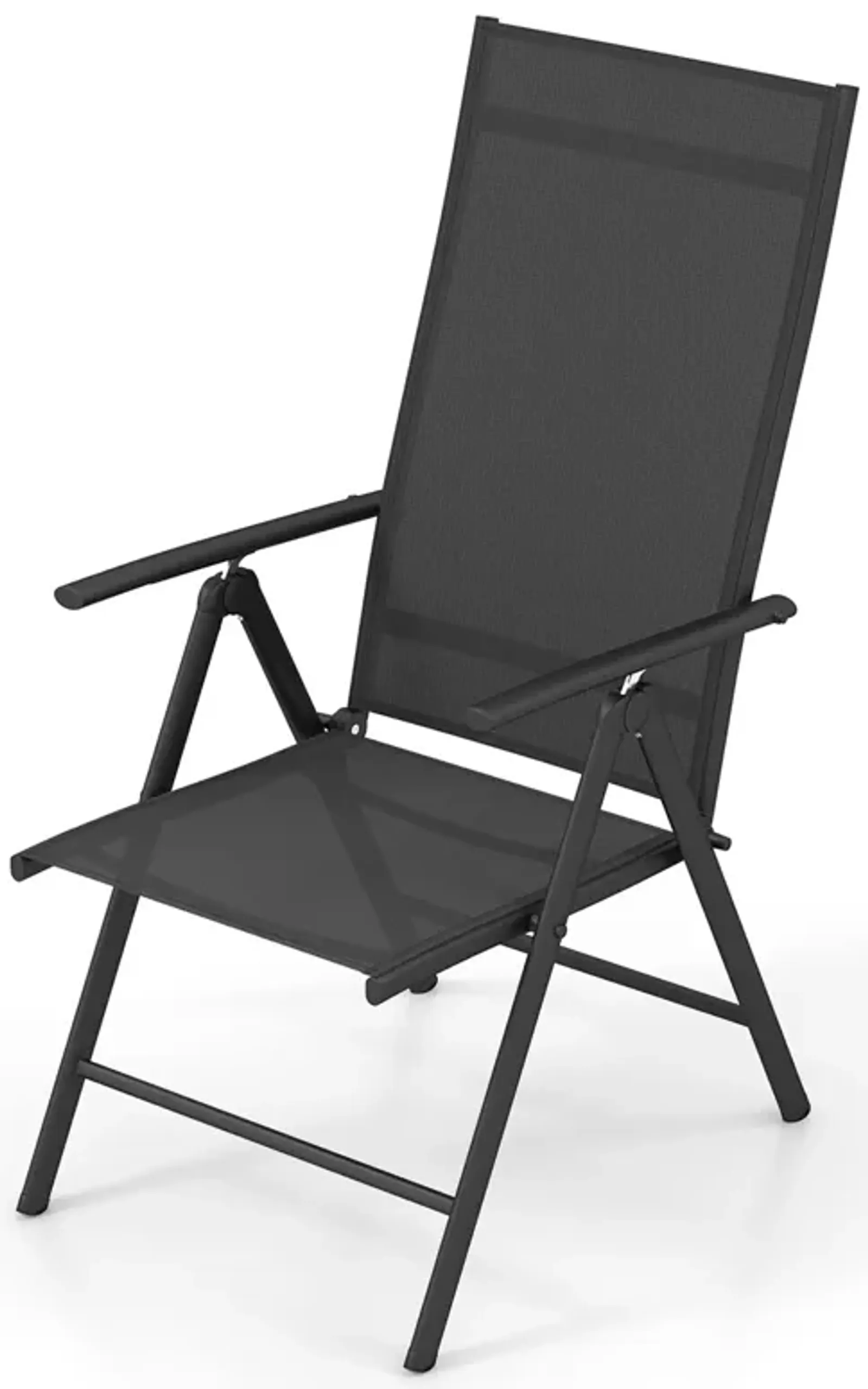 1 Piece Patio Folding Dining Chairs with 7-Level Adjustable High Backrest