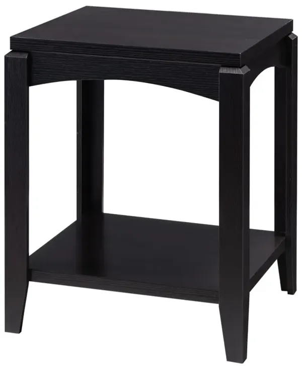 Wooden End Table with Open Bottom Shelf and Chamfered Legs, Brown-Benzara