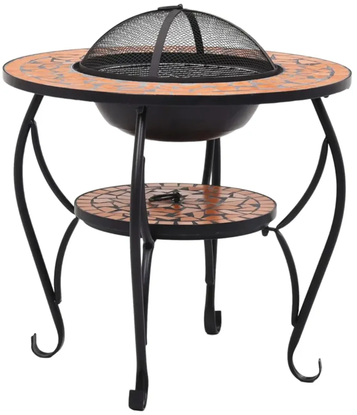 vidaXL Mosaic Fire Pit Table Terracotta 26.8" Ceramic