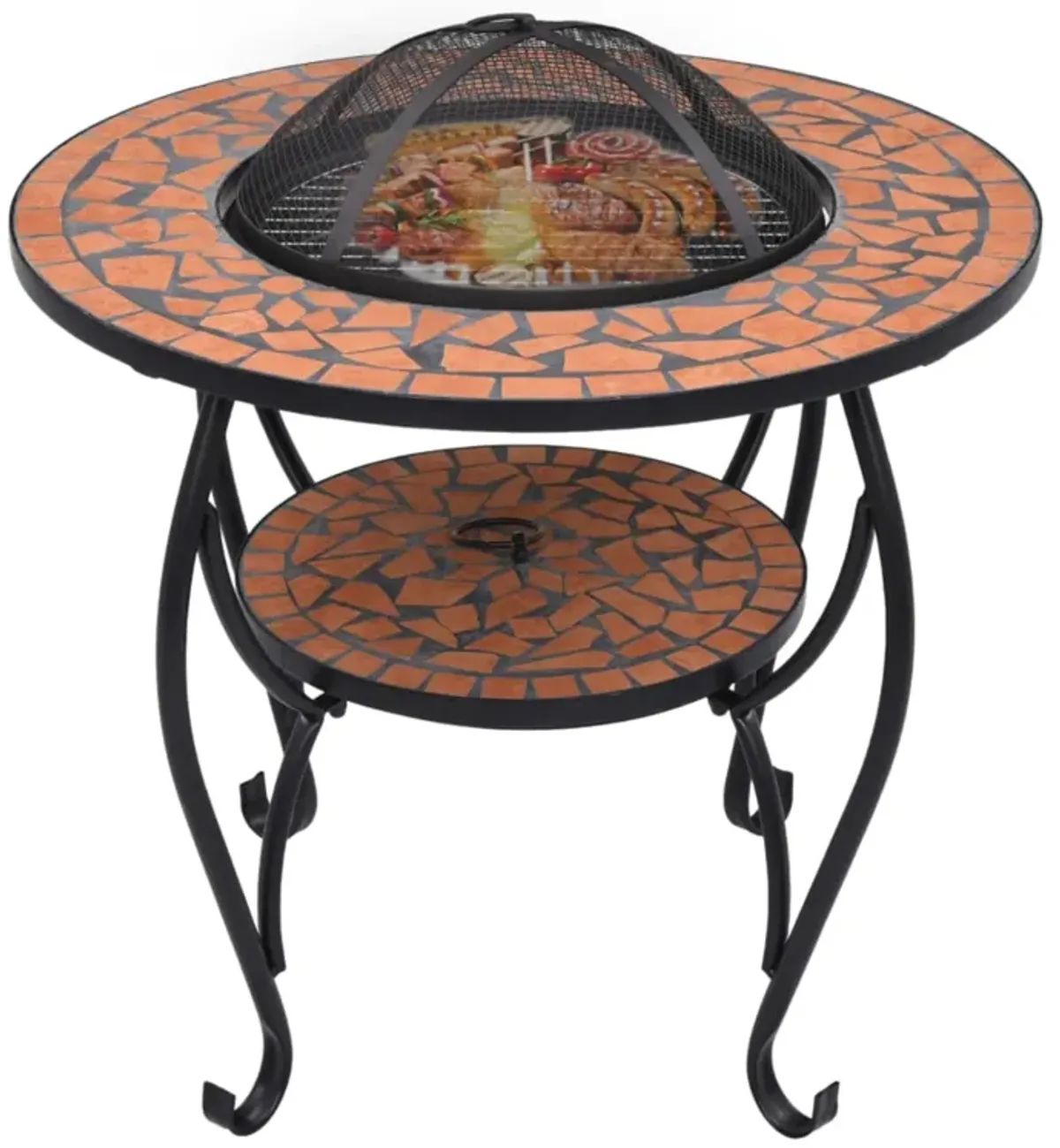 vidaXL Mosaic Fire Pit Table Terracotta 26.8" Ceramic