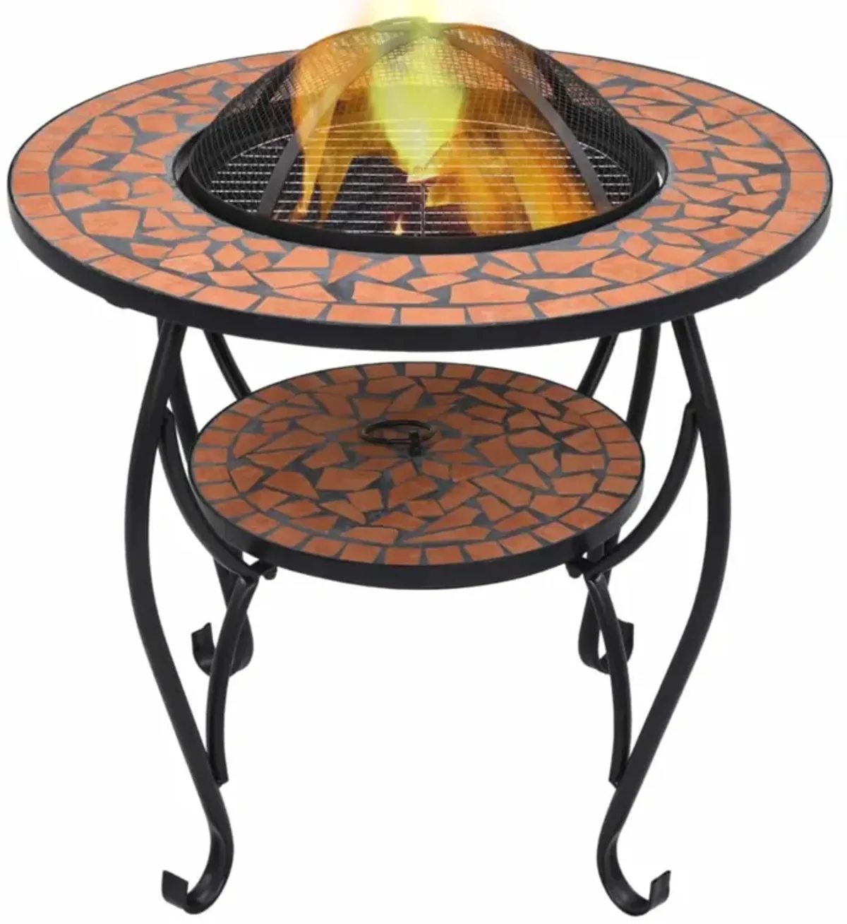 vidaXL Mosaic Fire Pit Table Terracotta 26.8" Ceramic