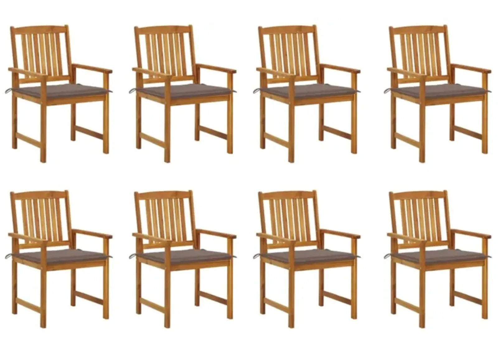 vidaXL Garden Chairs with Cushions 8 pcs Solid Acacia Wood