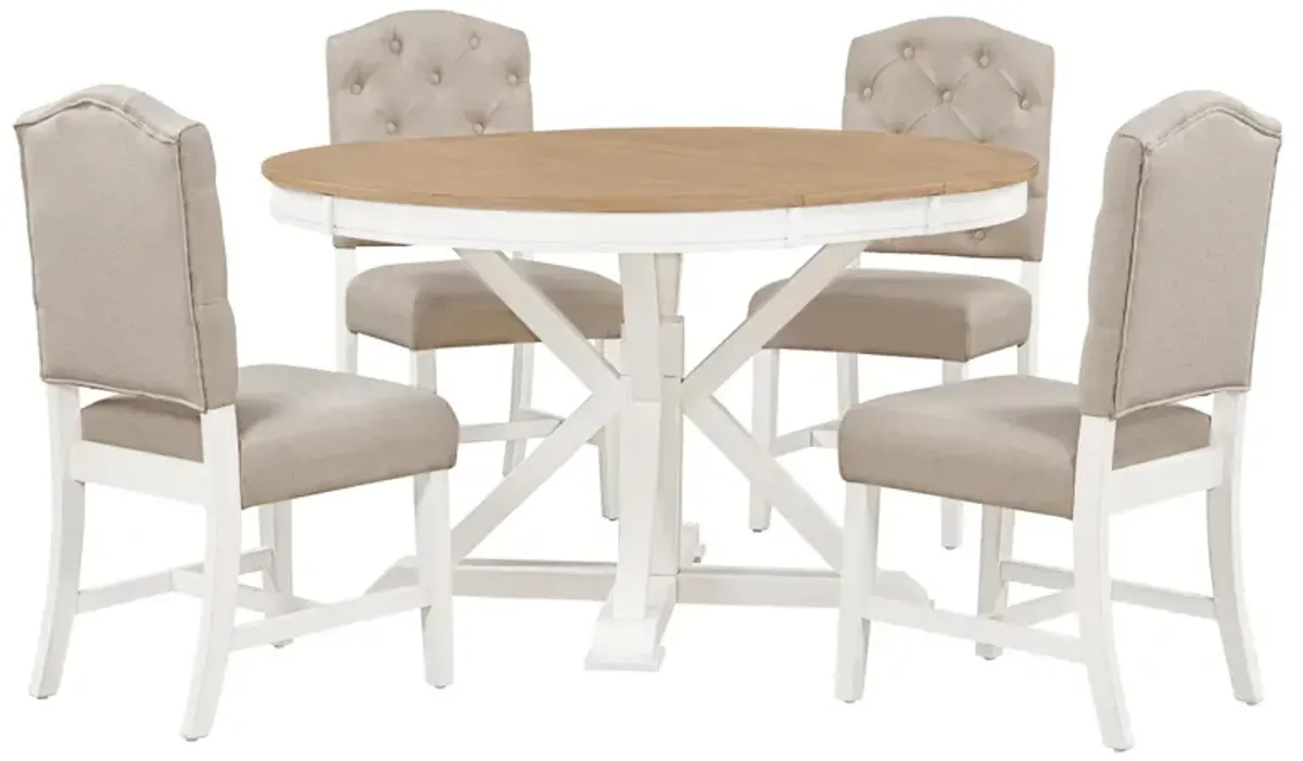 Retro-Style Dining Set with Extendable Table & 4 Chairs